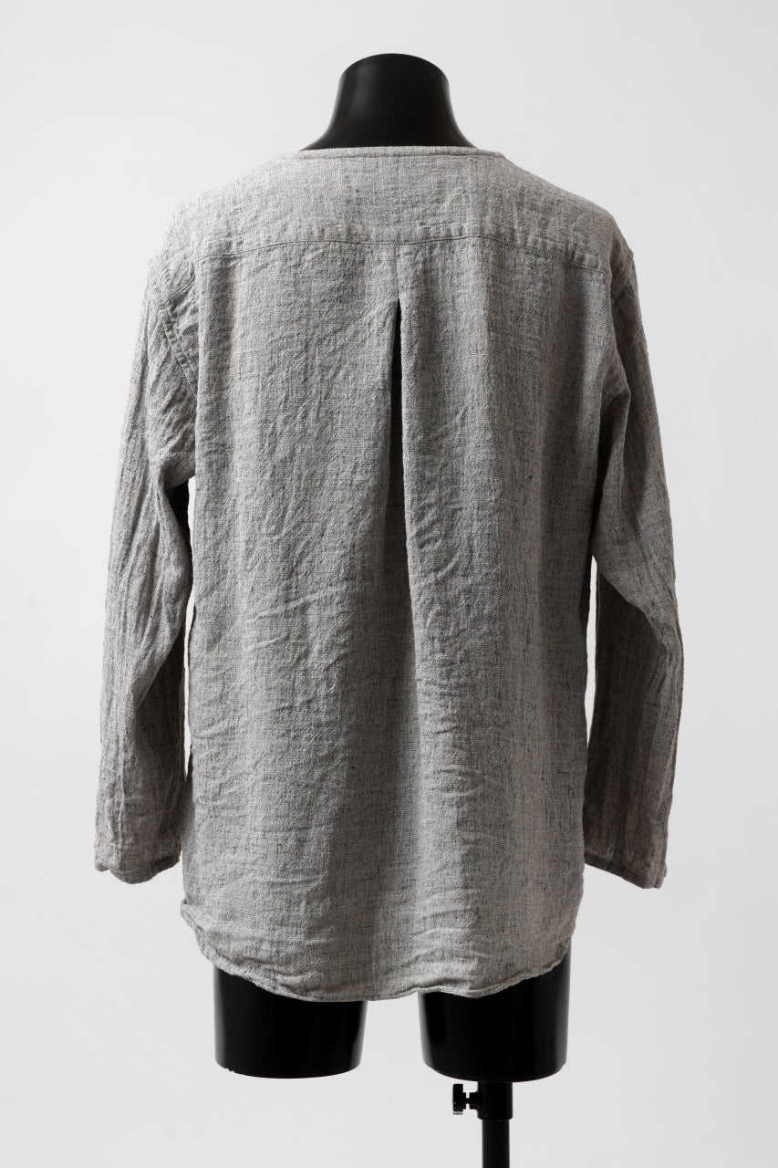 YUTA MATSUOKA round neck shirt / dead stock slab linen (light grey) - Image 25