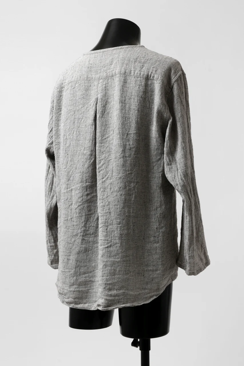 YUTA MATSUOKA round neck shirt / dead stock slab linen (light grey) - Image 26