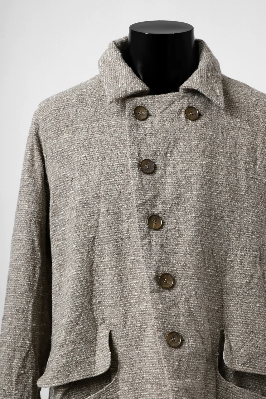 YUTA MATSUOKA semi-double jacket / knot yarn wool linen (ecru) - Image 15