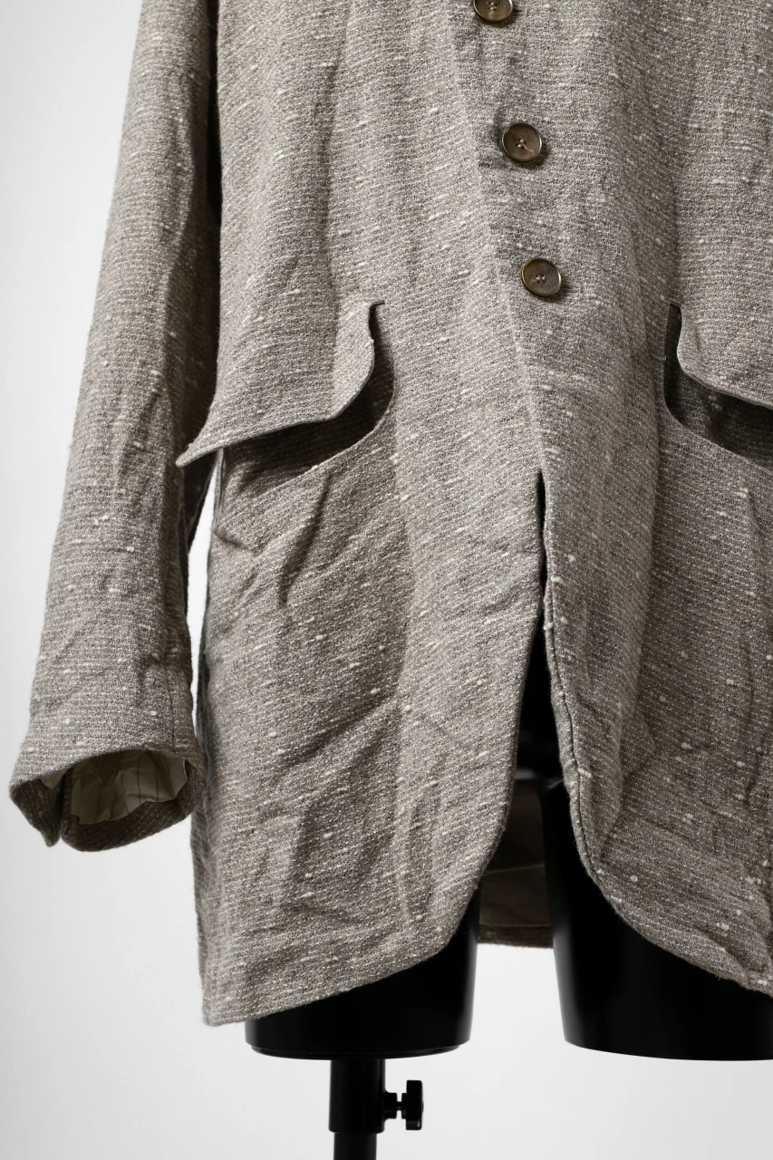 YUTA MATSUOKA semi-double jacket / knot yarn wool linen (ecru) - Image 16