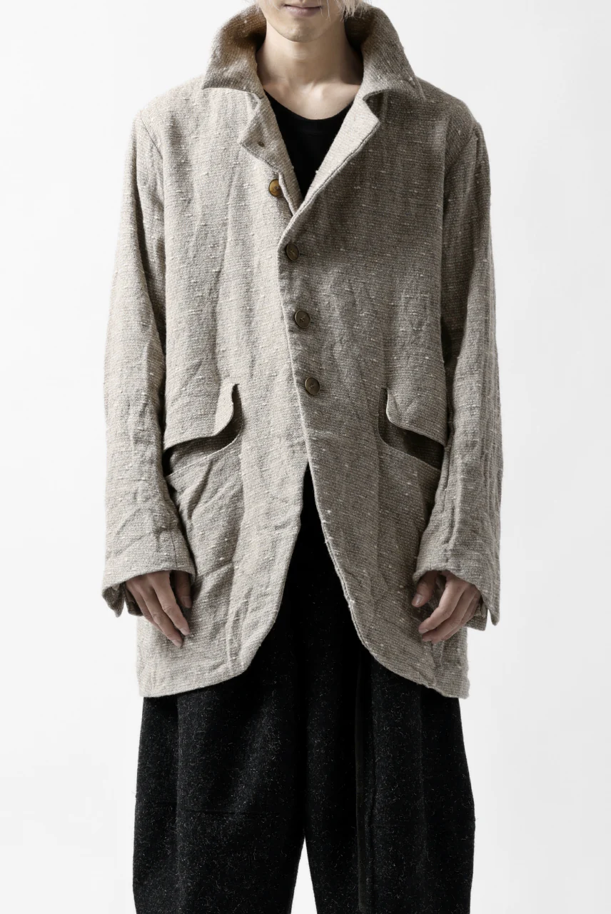 YUTA MATSUOKA semi-double jacket / knot yarn wool linen (ecru) - Image 3