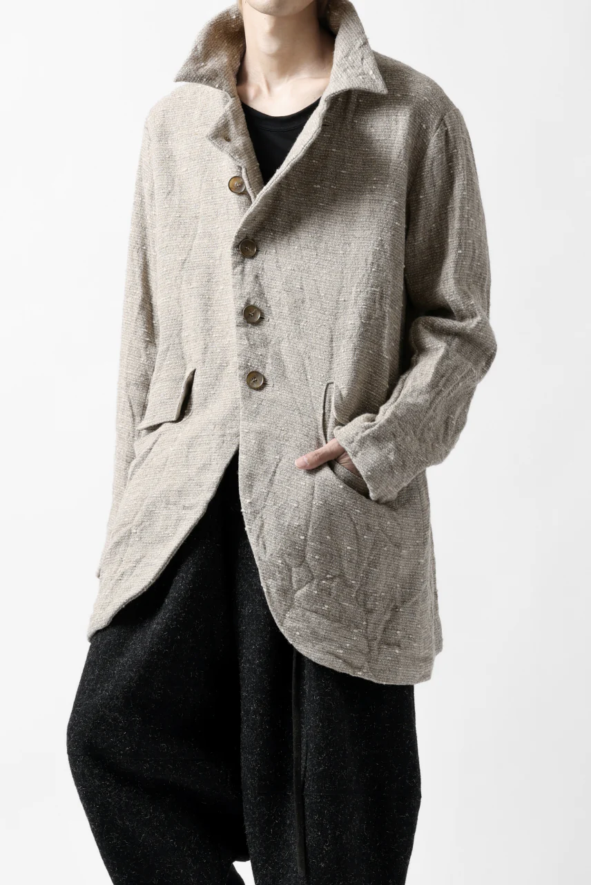 YUTA MATSUOKA semi-double jacket / knot yarn wool linen (ecru) - Image 4