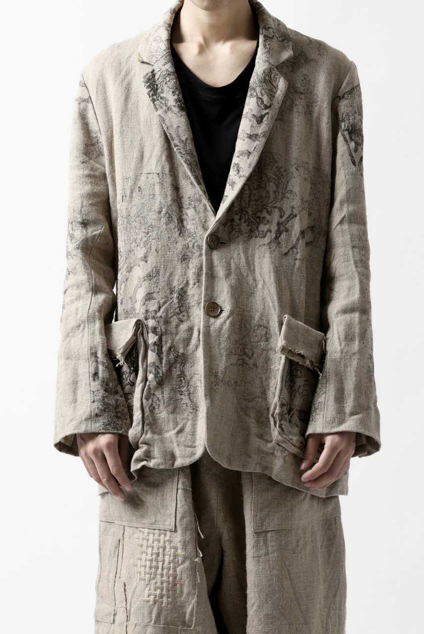 YUTA MATSUOKA 2B print jacket / safiran linen (ecru) - Image 2