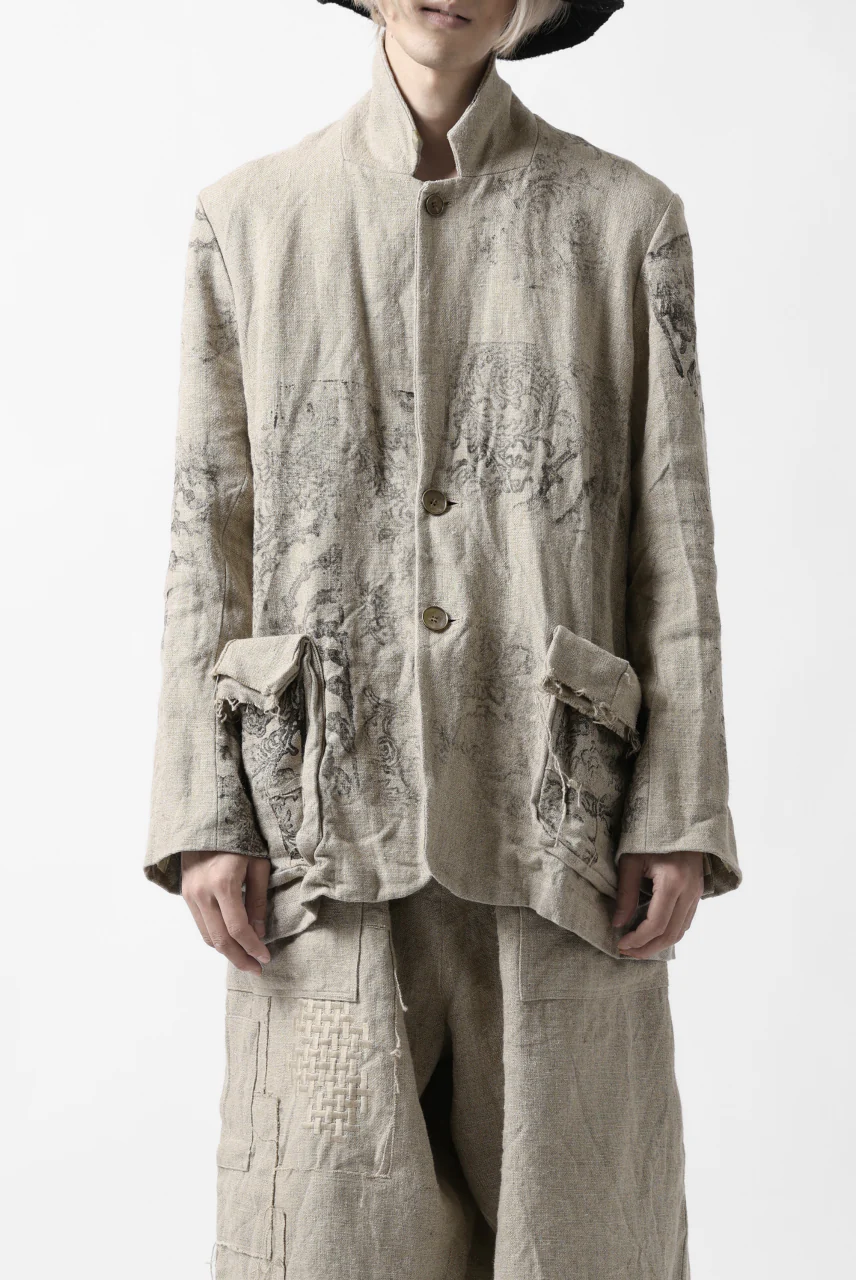 YUTA MATSUOKA 2B print jacket / safiran linen (ecru) - Image 3