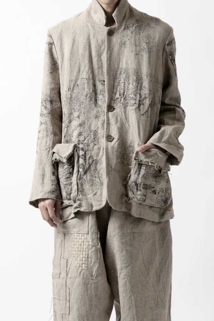 YUTA MATSUOKA 2B print jacket / safiran linen (ecru) - Image 30