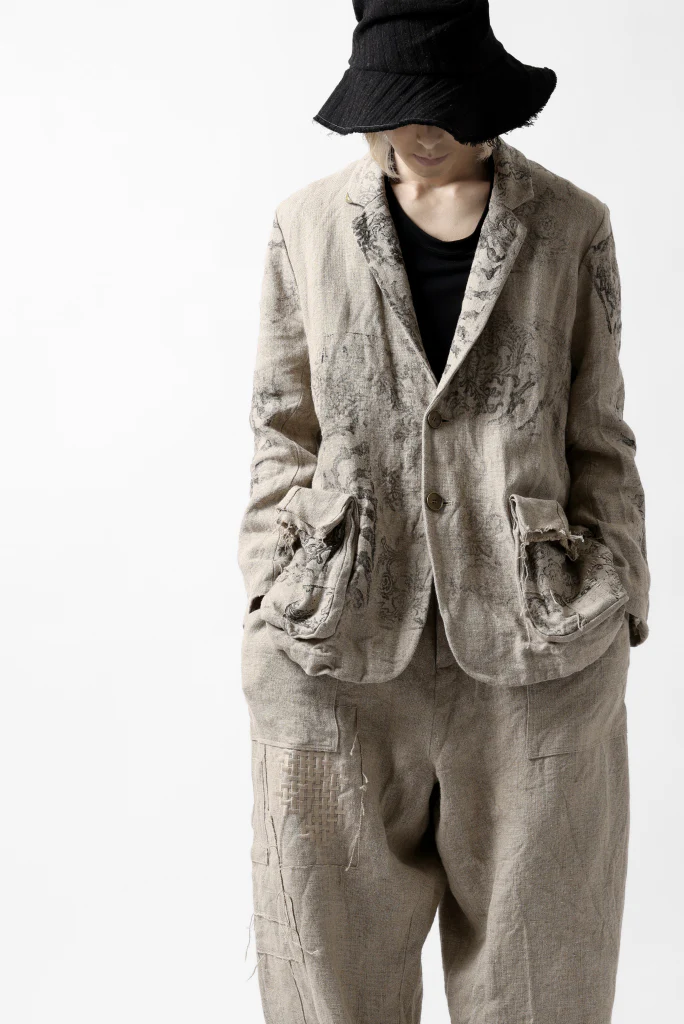 YUTA MATSUOKA 2B print jacket / safiran linen (ecru) - Image 34