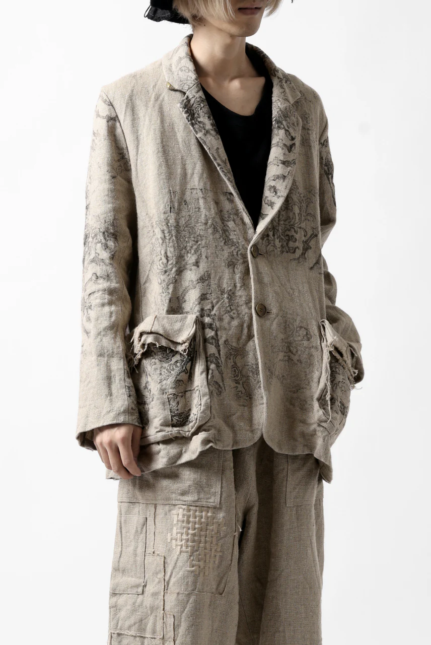 YUTA MATSUOKA 2B print jacket / safiran linen (ecru) - Image 4