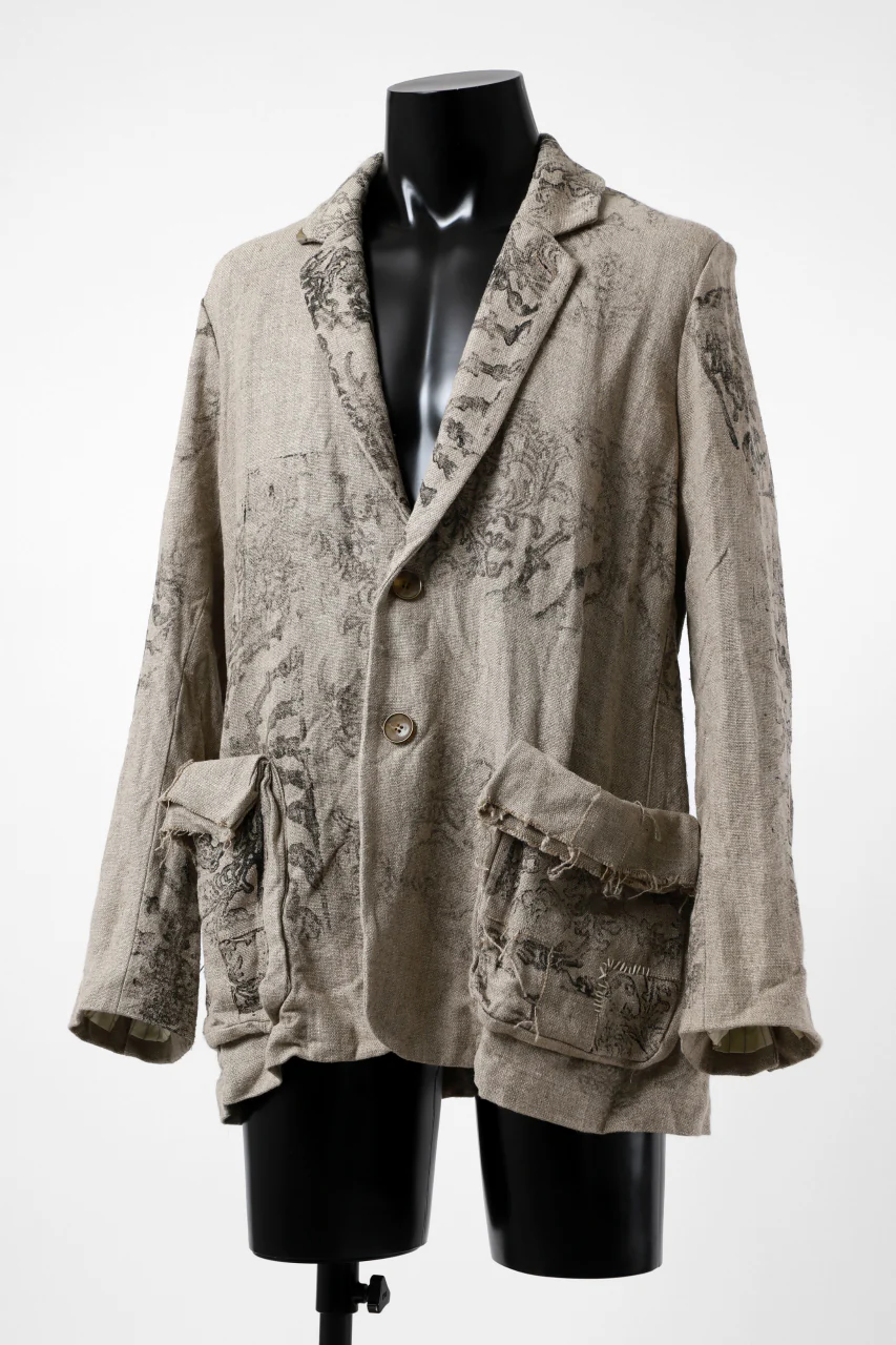 YUTA MATSUOKA 2B print jacket / safiran linen (ecru) - Image 9