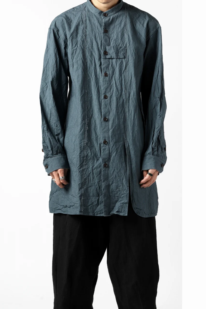 YUTA MATSUOKA semi long shirts / triple wash typewriter (light blue) - Image 23
