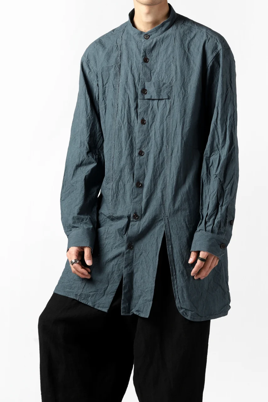 YUTA MATSUOKA semi long shirts / triple wash typewriter (light blue) - Image 26