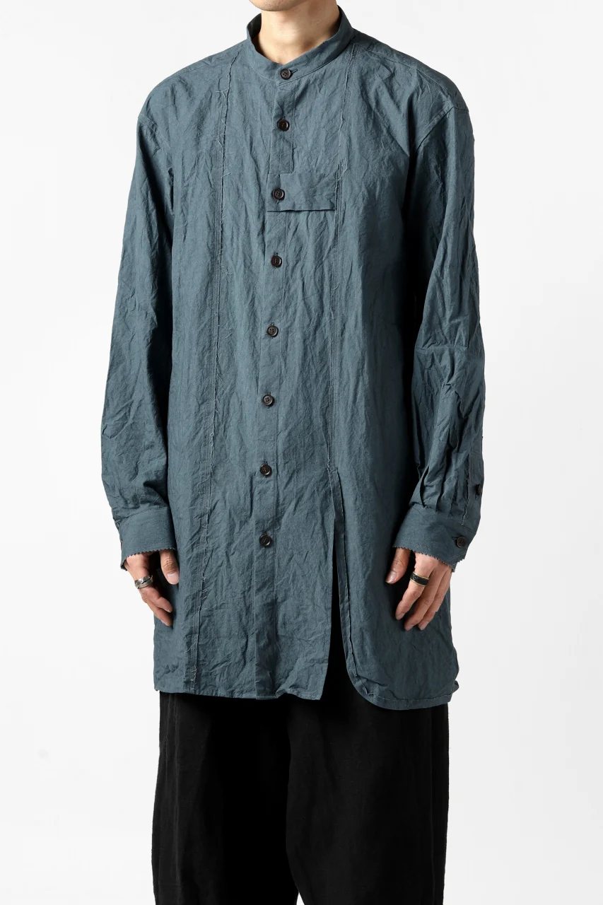YUTA MATSUOKA semi long shirts / triple wash typewriter (light blue) - Image 3