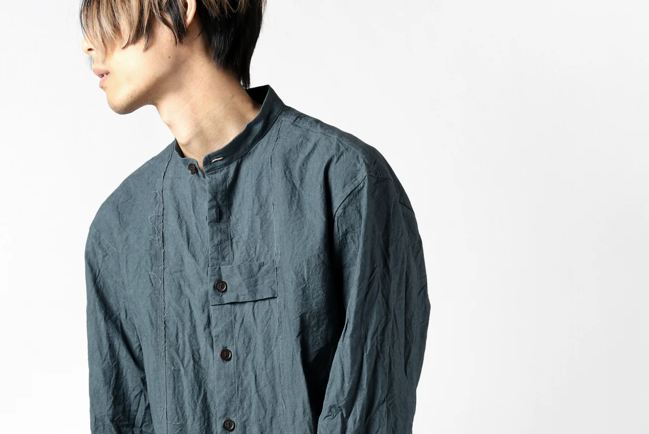 YUTA MATSUOKA semi long shirts / triple wash typewriter (light blue) - Image 33