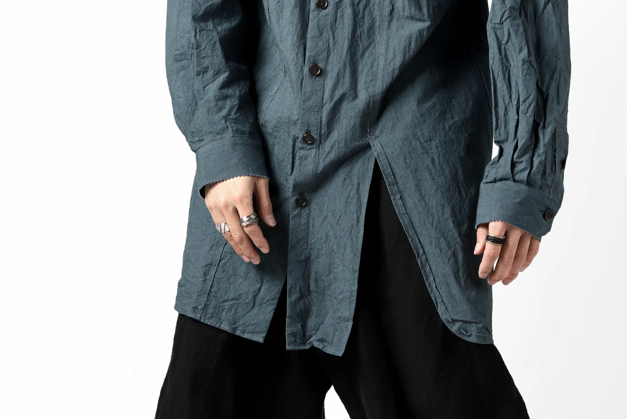 YUTA MATSUOKA semi long shirts / triple wash typewriter (light blue) - Image 34