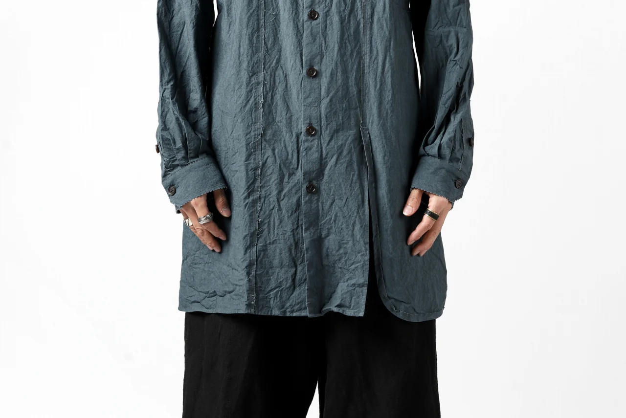 YUTA MATSUOKA semi long shirts / triple wash typewriter (light blue) - Image 35