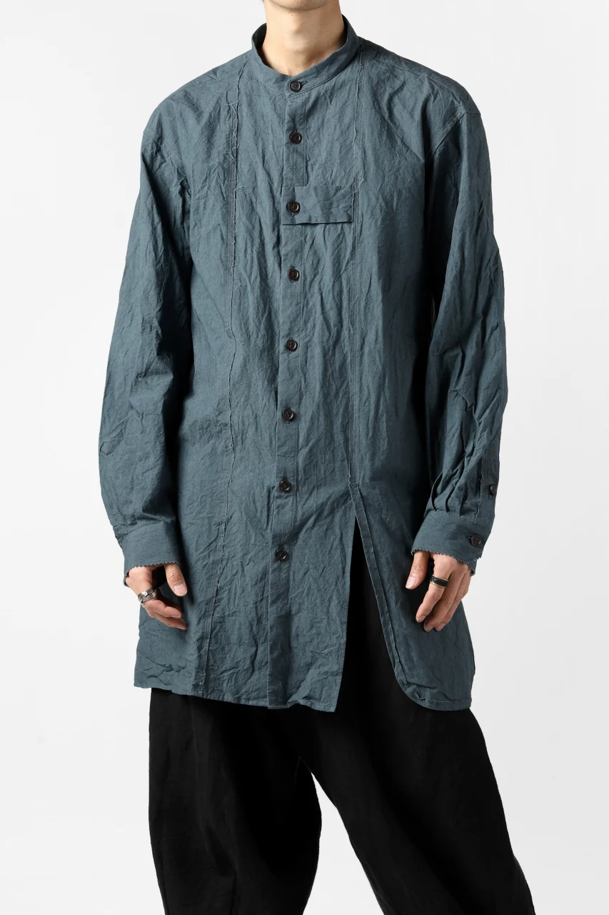 YUTA MATSUOKA semi long shirts / triple wash typewriter (light blue) - Image 5