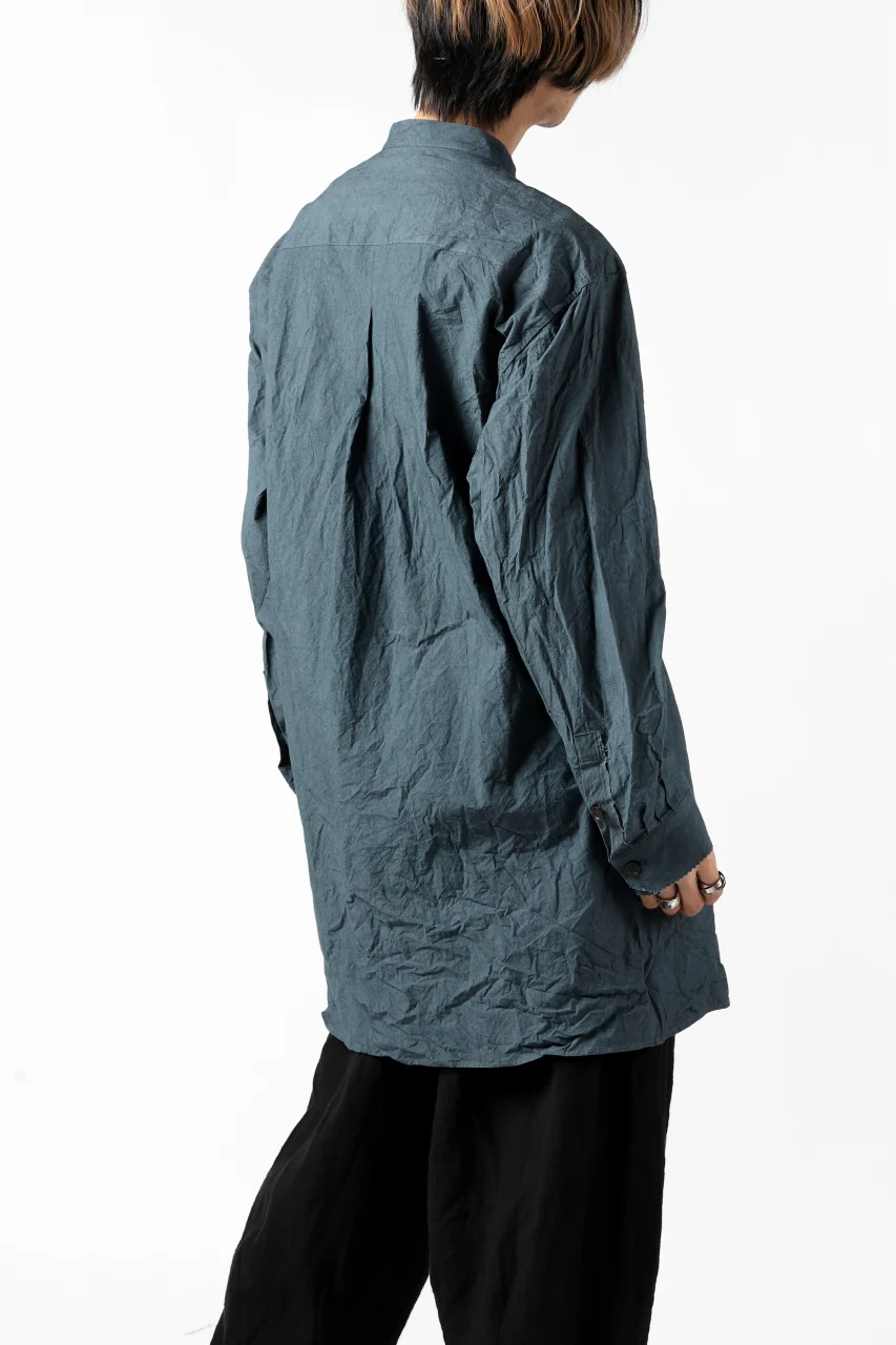 YUTA MATSUOKA semi long shirts / triple wash typewriter (light blue) - Image 8