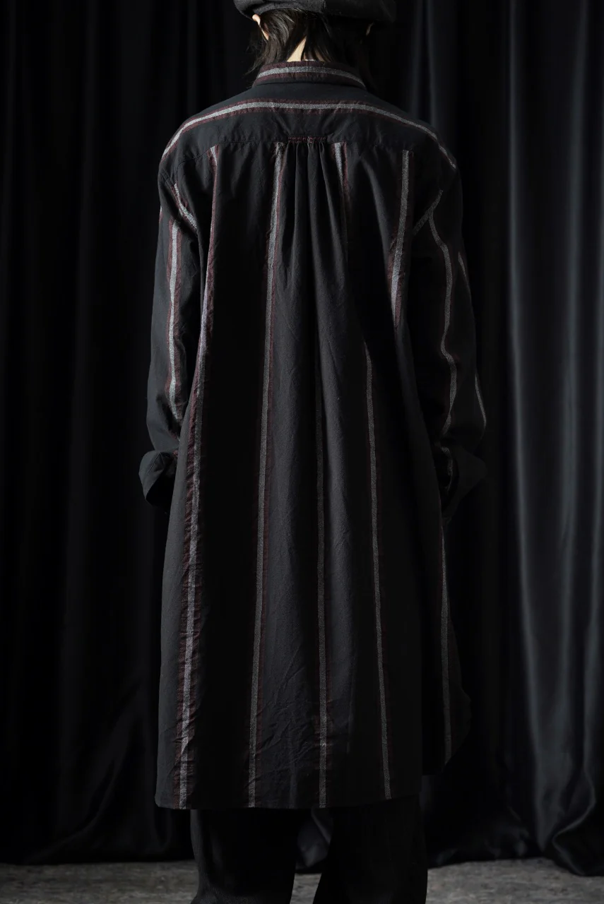 YUTA MATSUOKA shirt coat / tussah linen stripe (black stripe) - Image 10