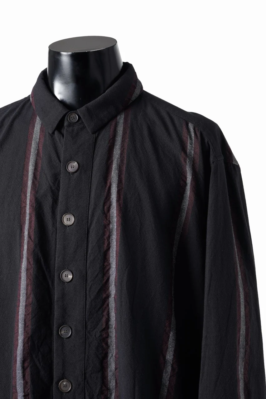 YUTA MATSUOKA shirt coat / tussah linen stripe (black stripe) - Image 6