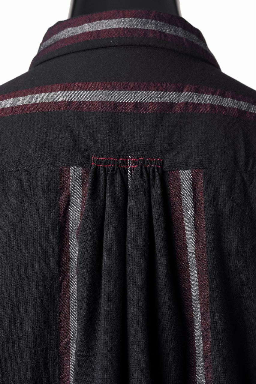 YUTA MATSUOKA shirt coat / tussah linen stripe (black stripe) - Image 8