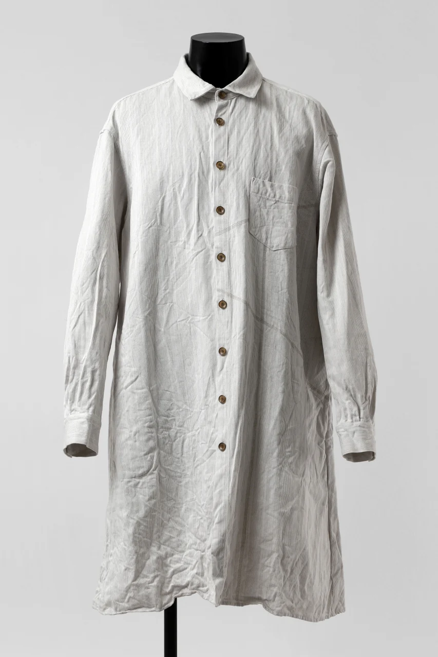 YUTA MATSUOKA shirt-coat / washed cotton linen stripe (off white)