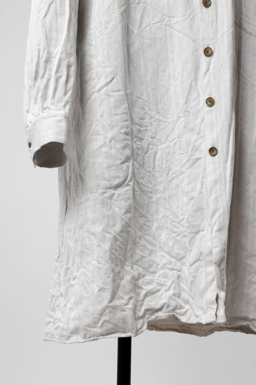 YUTA MATSUOKA shirt-coat / washed cotton linen stripe (off white) - Image 10