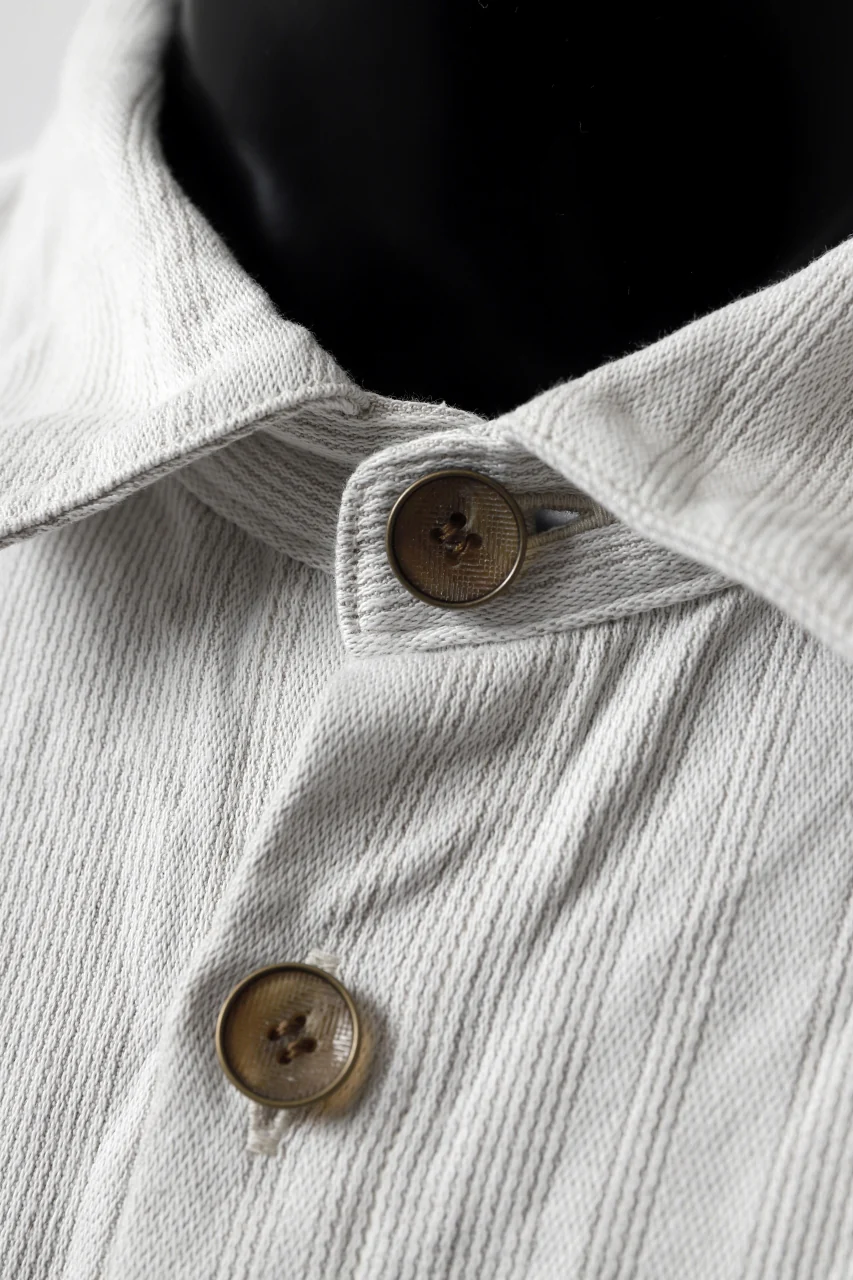 YUTA MATSUOKA shirt-coat / washed cotton linen stripe (off white) - Image 14