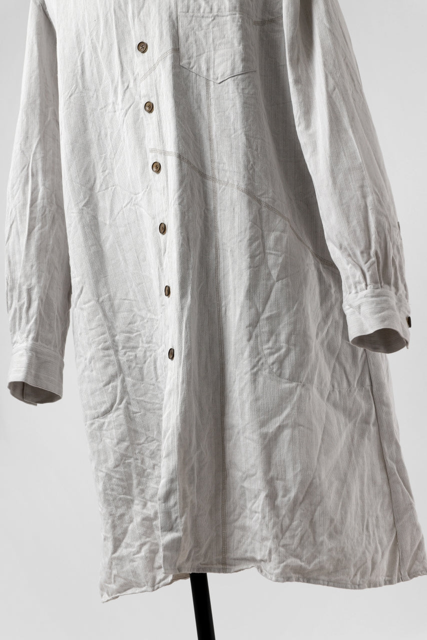 YUTA MATSUOKA shirt-coat / washed cotton linen stripe (off white) - Image 16
