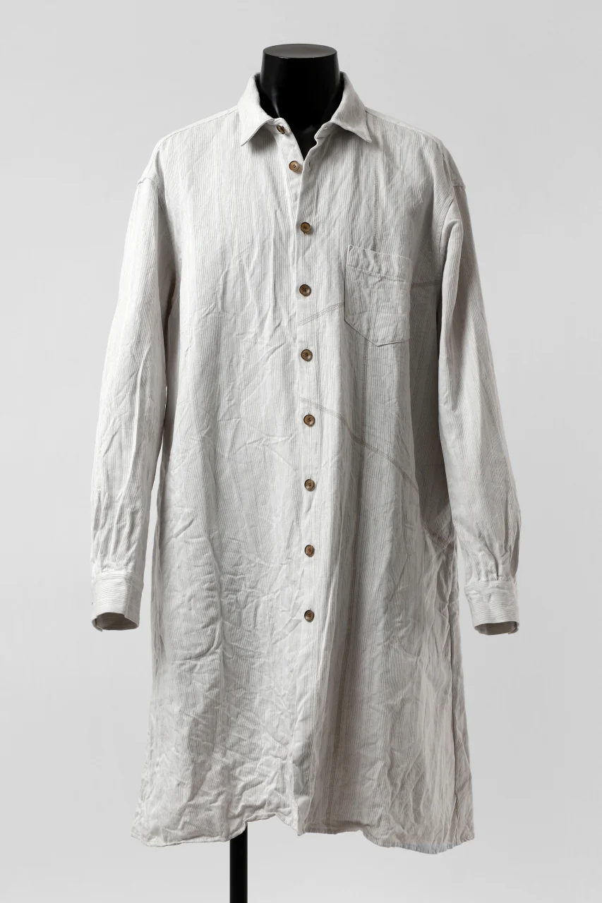 YUTA MATSUOKA shirt-coat / washed cotton linen stripe (off white) - Image 2