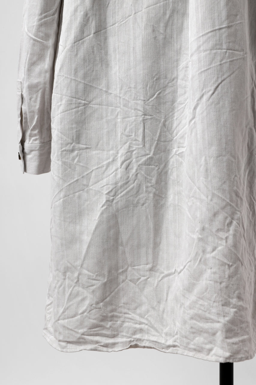 YUTA MATSUOKA shirt-coat / washed cotton linen stripe (off white) - Image 20