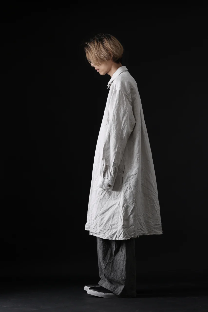 YUTA MATSUOKA shirt-coat / washed cotton linen stripe (off white) - Image 32