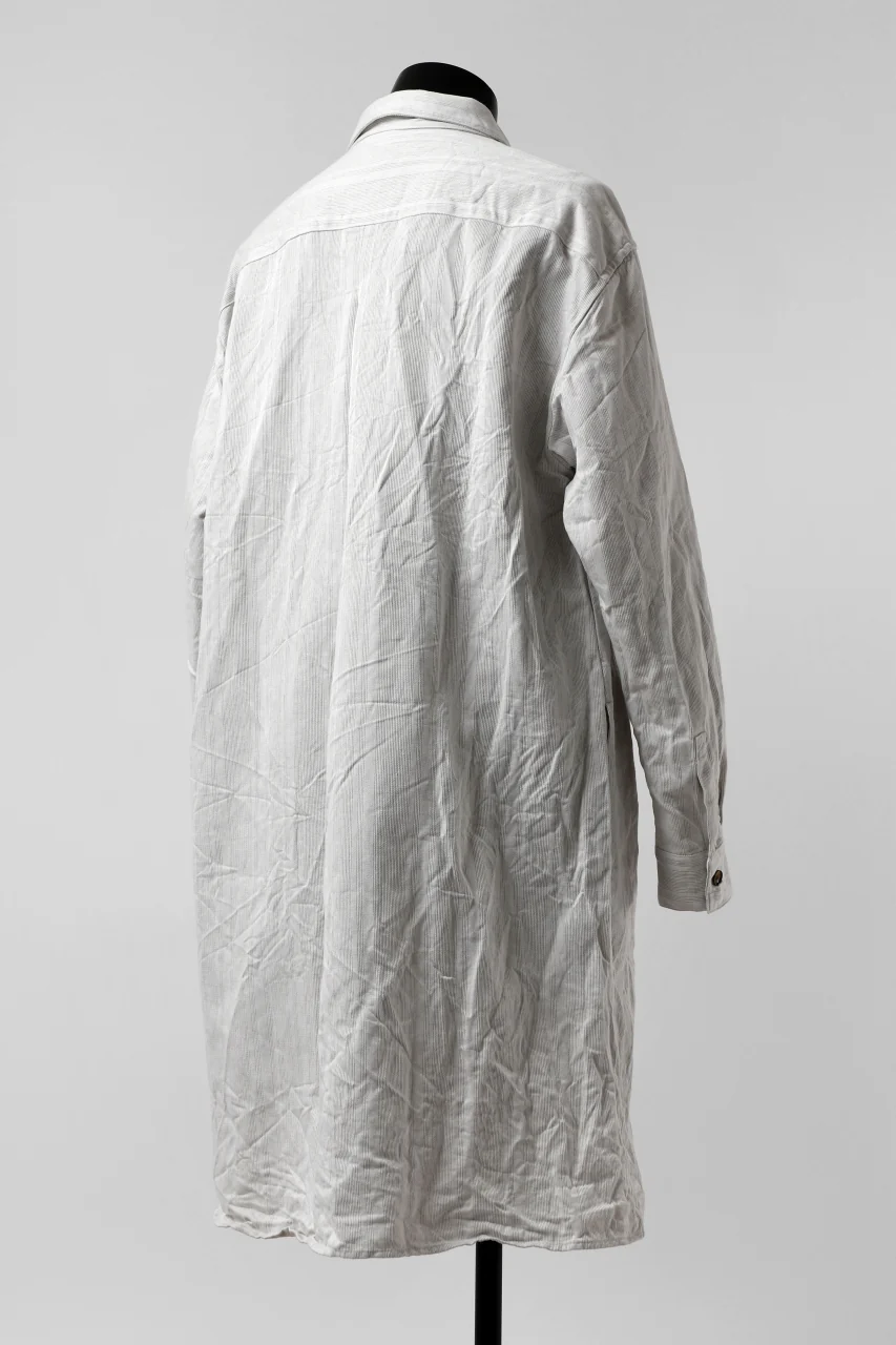 YUTA MATSUOKA shirt-coat / washed cotton linen stripe (off white) - Image 6