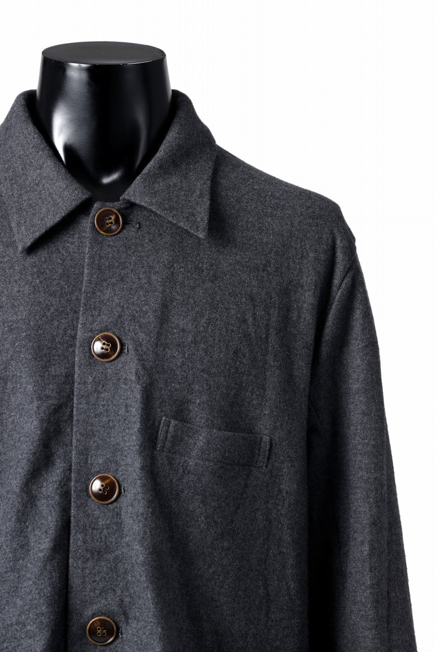 YUTA MATSUOKA shirt collar jacket / compressed wool jersey (dark gray) - Image 11