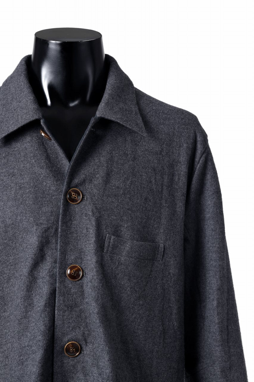YUTA MATSUOKA shirt collar jacket / compressed wool jersey (dark gray) - Image 16
