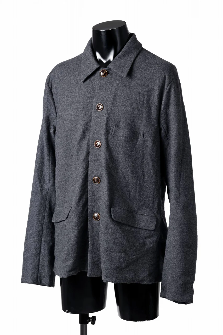 YUTA MATSUOKA shirt collar jacket / compressed wool jersey (dark gray) - Image 2