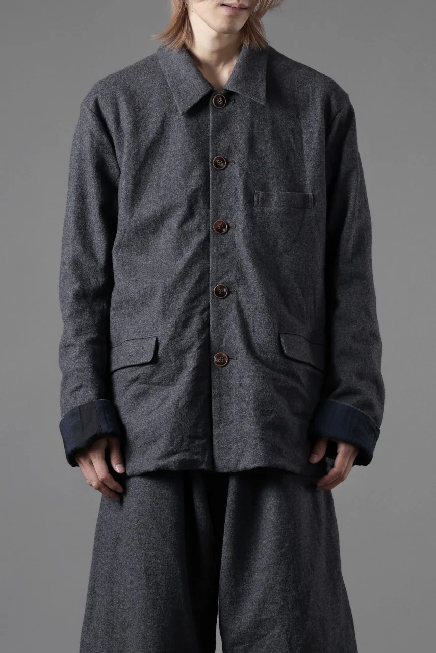 YUTA MATSUOKA shirt collar jacket / compressed wool jersey (dark gray) - Image 25