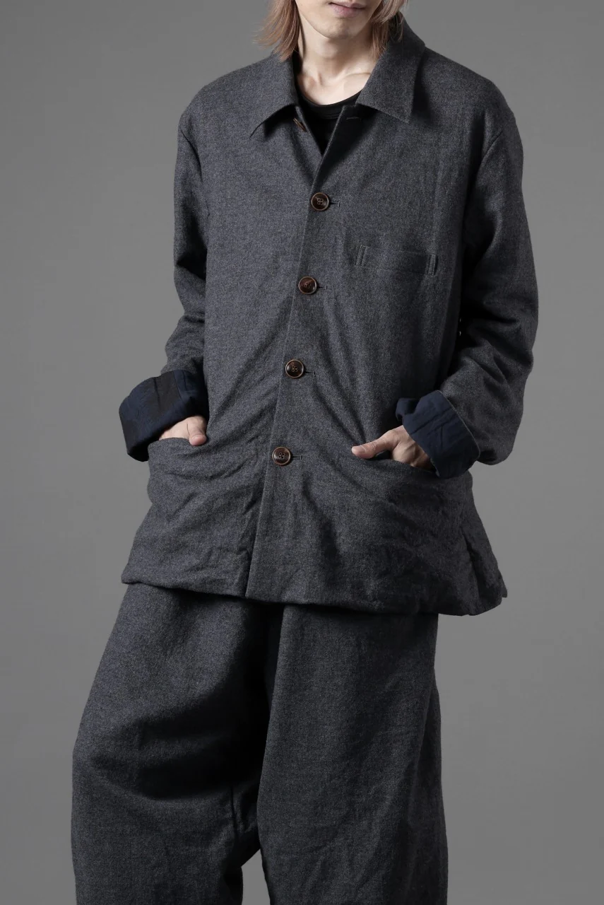 YUTA MATSUOKA shirt collar jacket / compressed wool jersey (dark gray) - Image 26