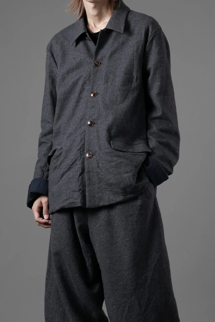 YUTA MATSUOKA shirt collar jacket / compressed wool jersey (dark gray) - Image 27