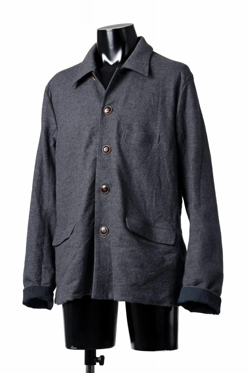 YUTA MATSUOKA shirt collar jacket / compressed wool jersey (dark gray) - Image 3