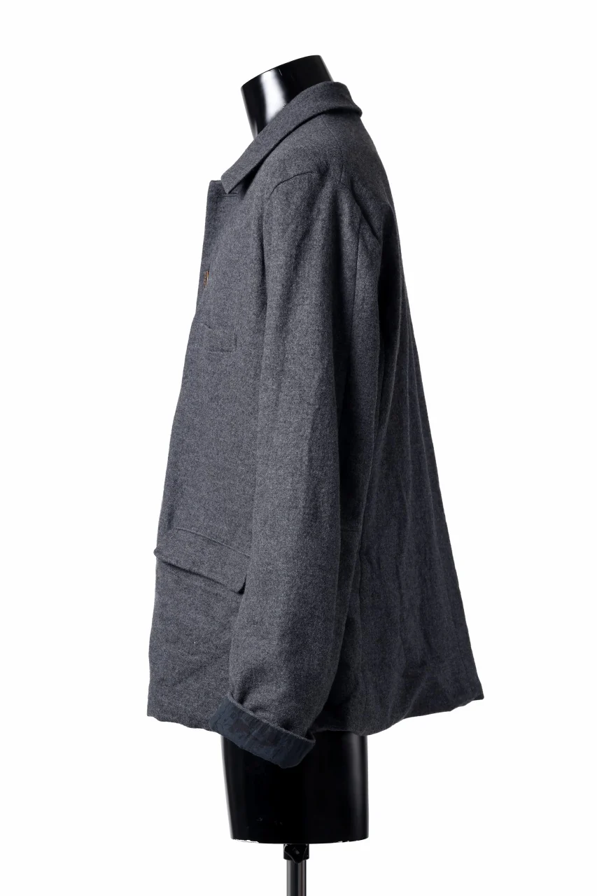 YUTA MATSUOKA shirt collar jacket / compressed wool jersey (dark gray) - Image 4