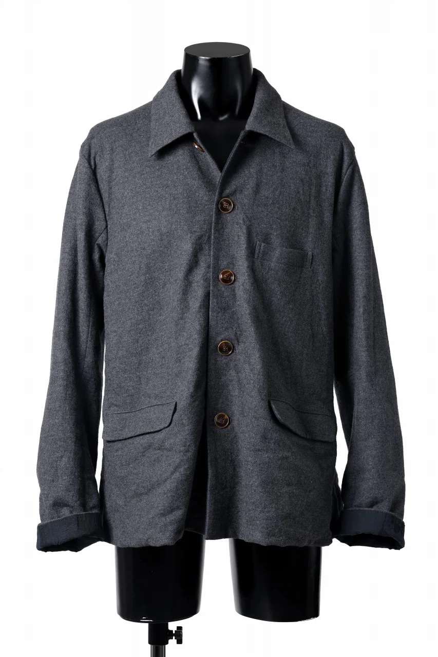YUTA MATSUOKA shirt collar jacket / compressed wool jersey (dark gray) - Image 7