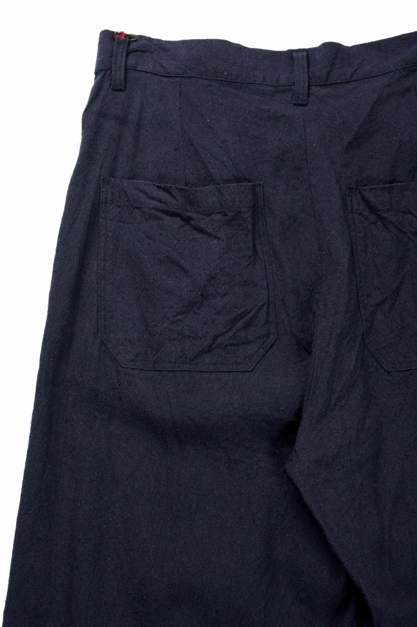 YUTA MATSUOKA straight pants / raw silk & indigo linen broad (navy) - Image 10