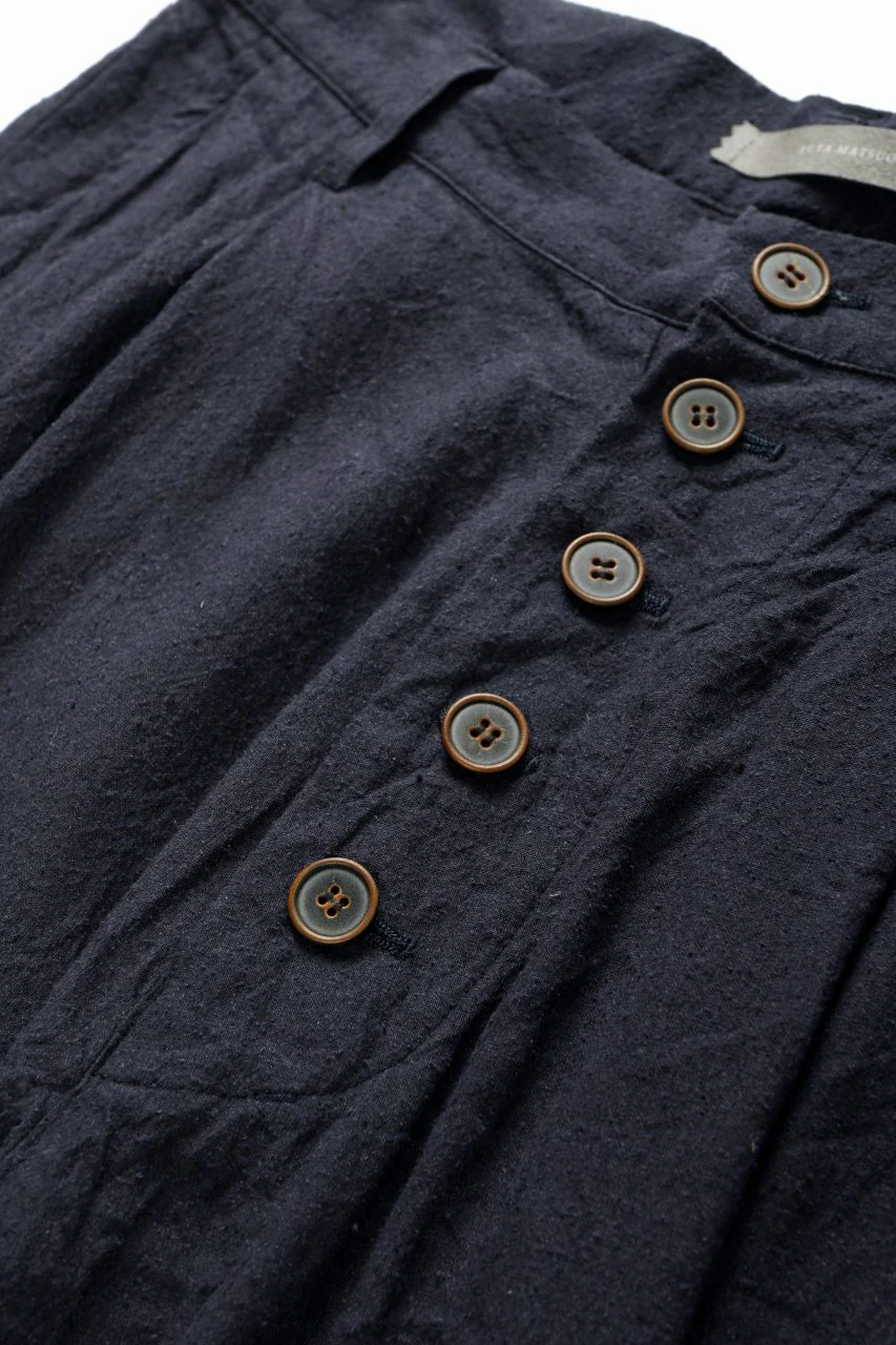 YUTA MATSUOKA straight pants / raw silk & indigo linen broad (navy) - Image 8