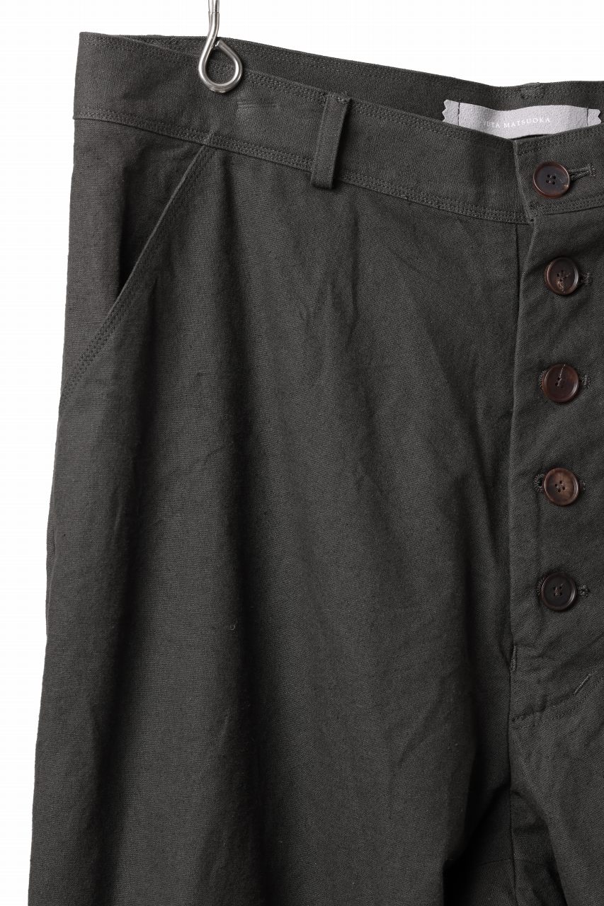 YUTA MATSUOKA three dimensional trousers / linen cotton canvas (brown) - Image 8