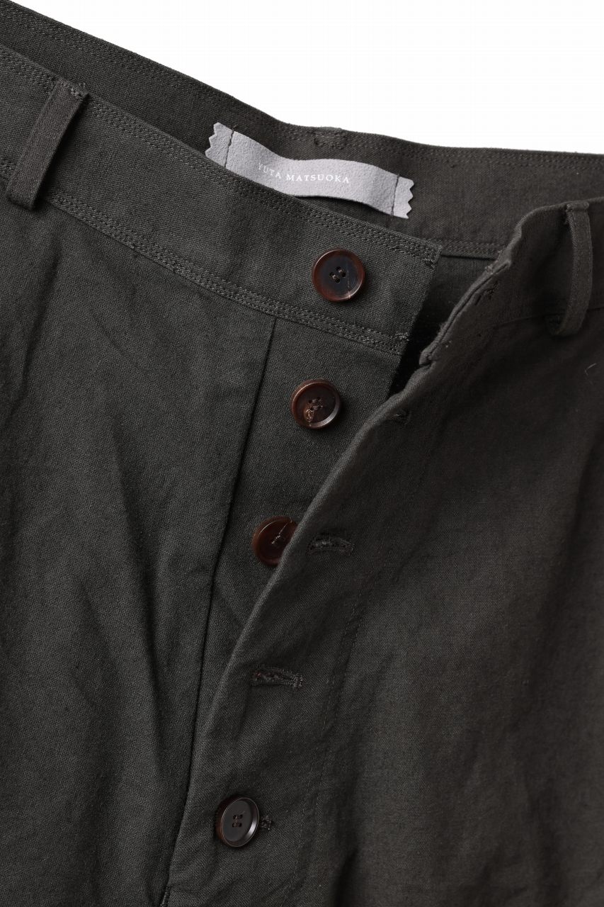 YUTA MATSUOKA three dimensional trousers / linen cotton canvas (brown) - Image 9
