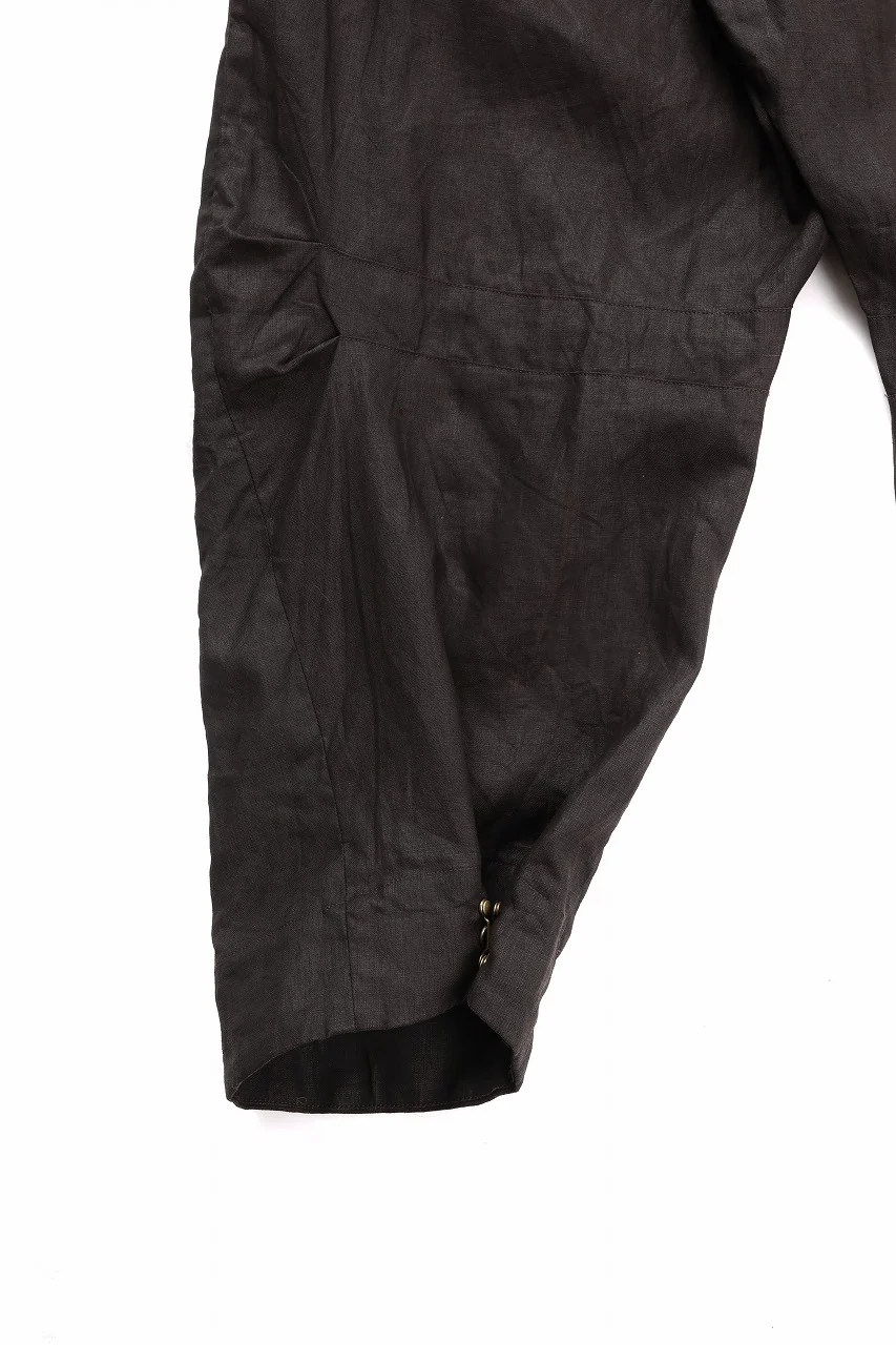 YUTA MATSUOKA tuck & hock pants / bengala ink coating linen (reddish brown) - Image 20