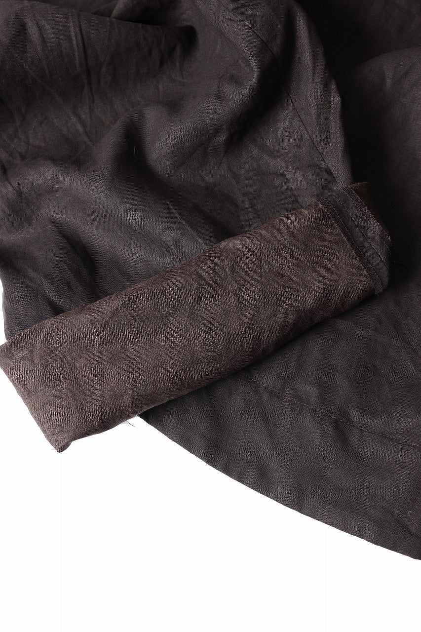 YUTA MATSUOKA tuck & hock pants / bengala ink coating linen (reddish brown) - Image 21