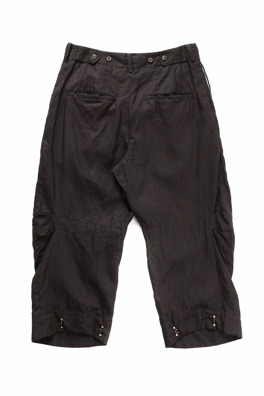 YUTA MATSUOKA tuck & hock pants / bengala ink coating linen (reddish brown) - Image 6