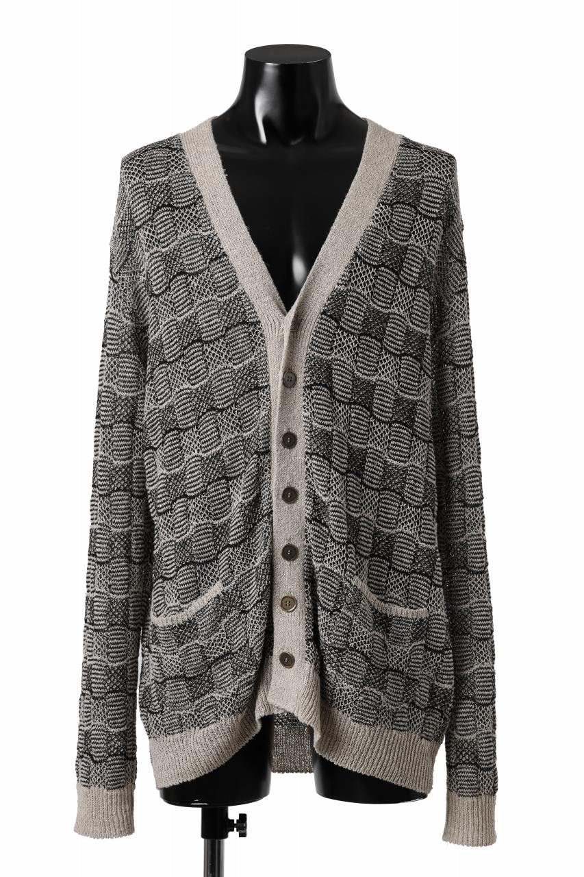 YUTA MATSUOKA v neck knit cardigan / hemp & EU linen links knit (ecru)