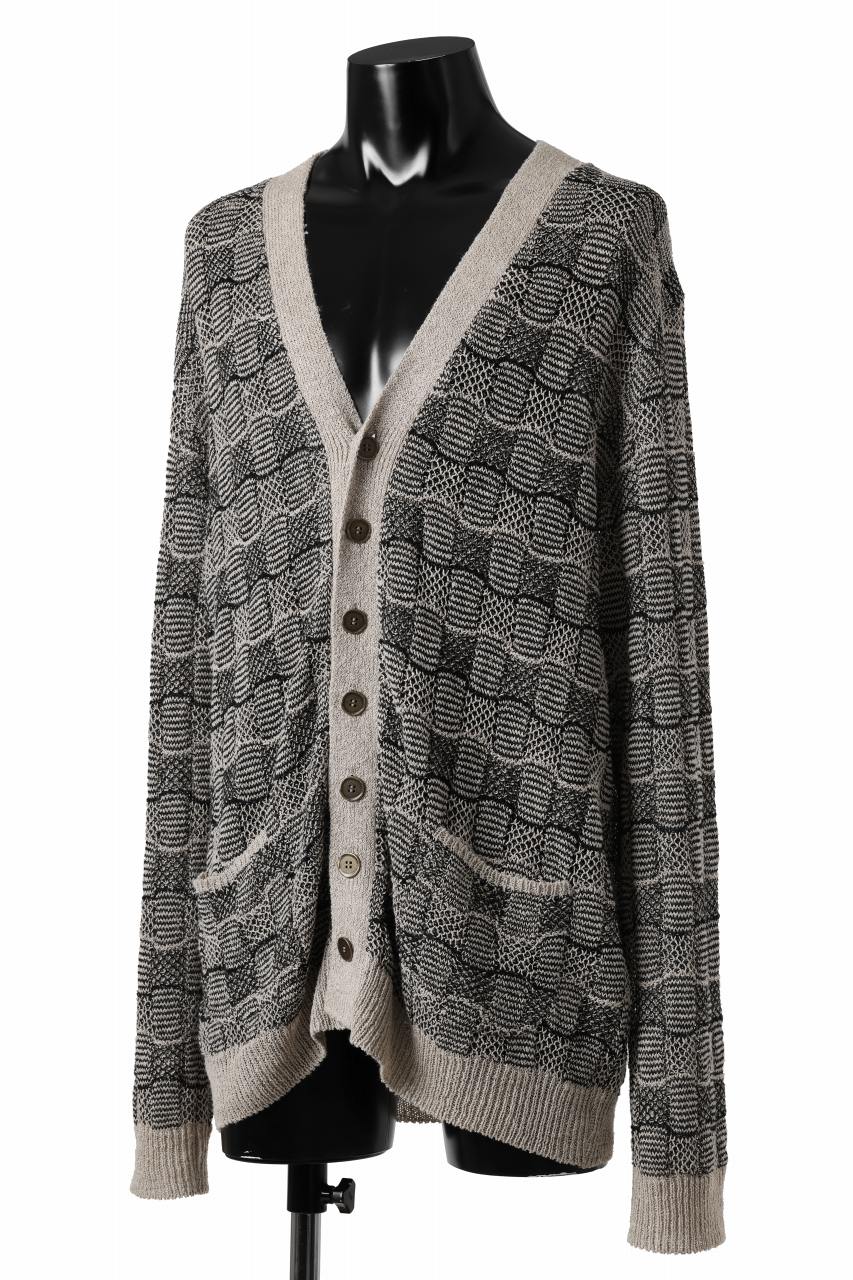 YUTA MATSUOKA v neck knit cardigan / hemp & EU linen links knit (ecru) - Image 2