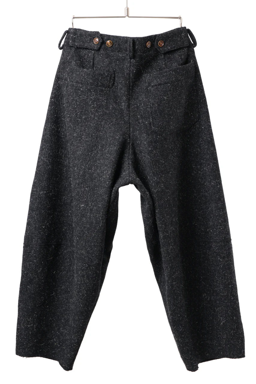 YUTA MATSUOKA wide taper cropped pants / british wool melton including kempi (charcoal gray) - Image 3